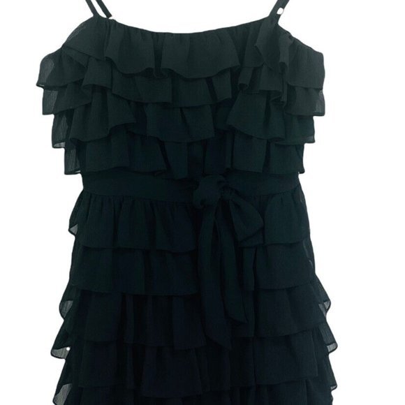 Juicy Couture Dresses & Skirts - Juicy Couture Black Ruffle Mini Dress Silk Blend Size 2